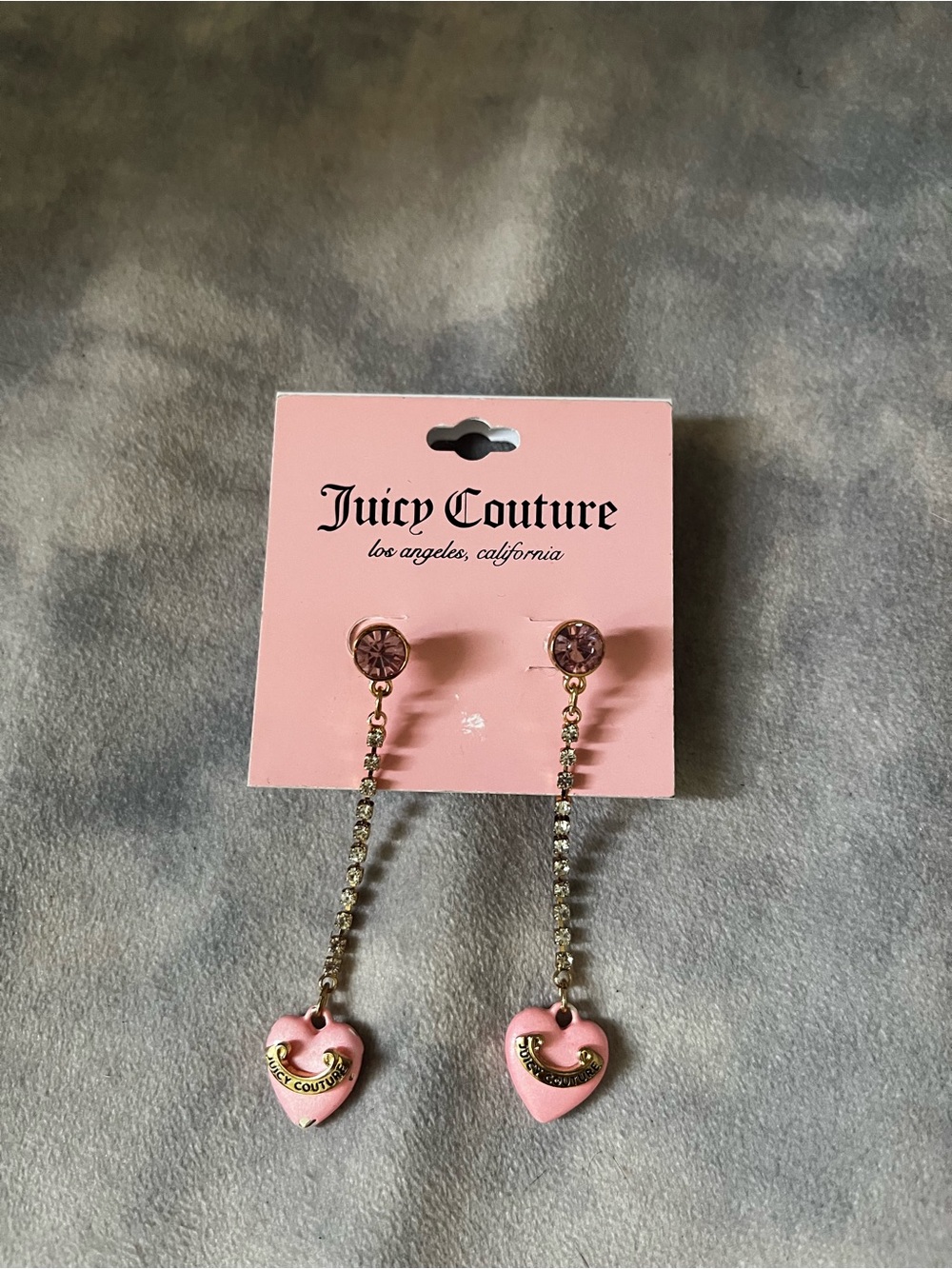 Juicy Couture Pink Heart Drop Earrings